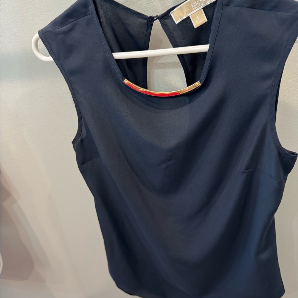 Michael Kors Midnight Blue Sleeveless Blouse